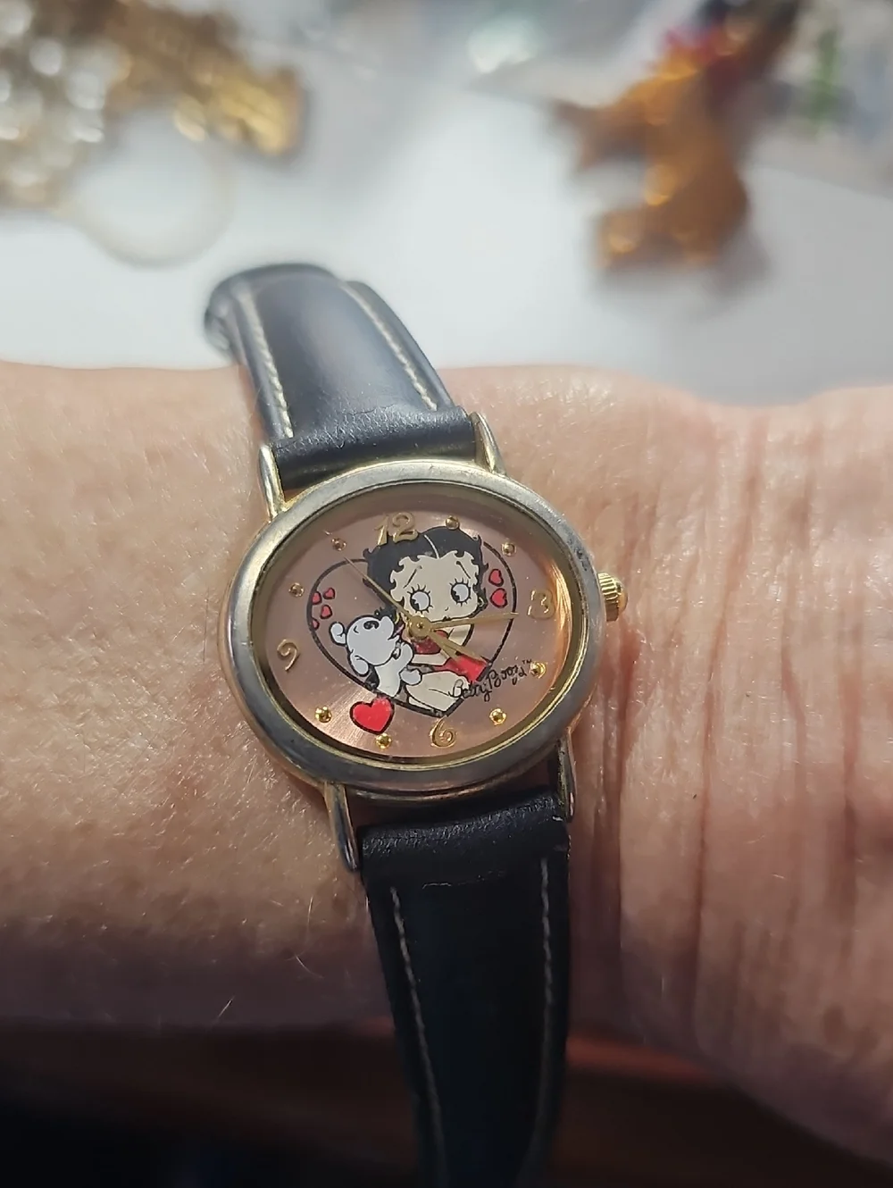 Betty Boop Black and Gold Pet-Themed Watch Stamped Valdawn